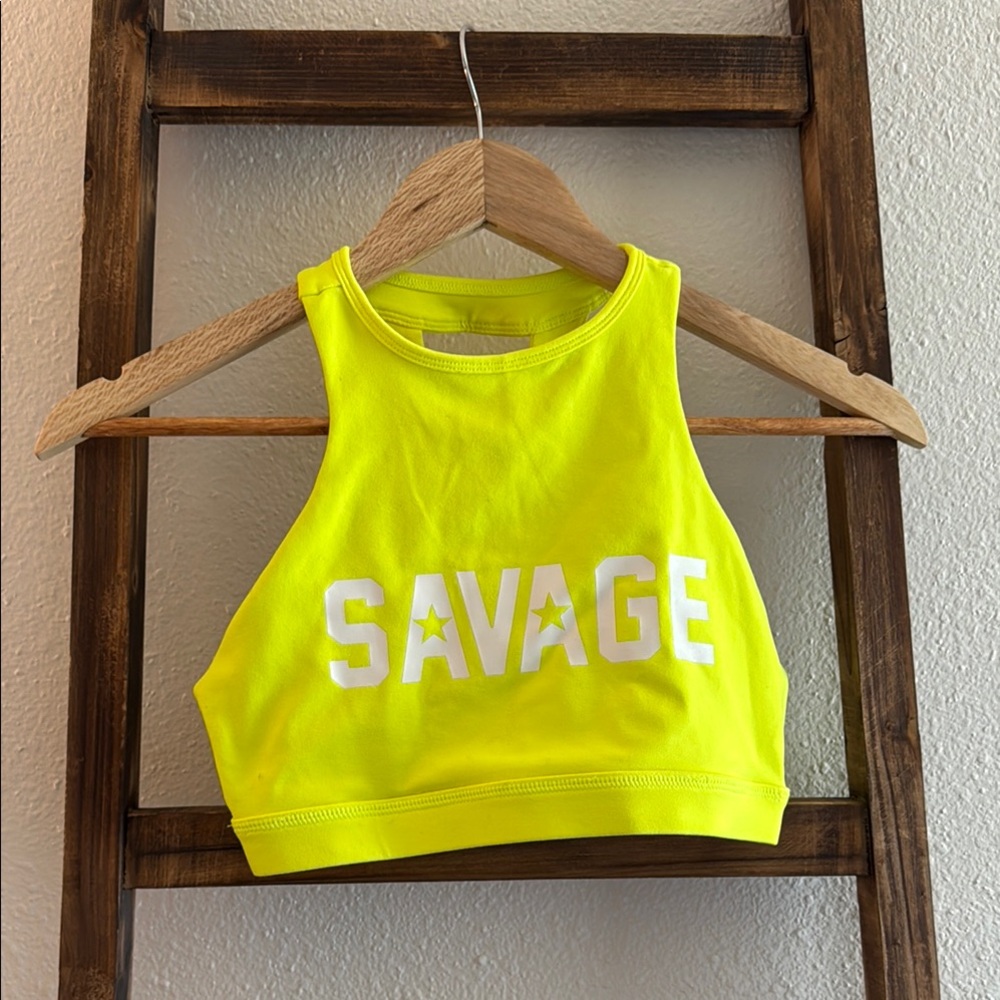 Yellow Sports Bra with Racerback and High-Neck Design